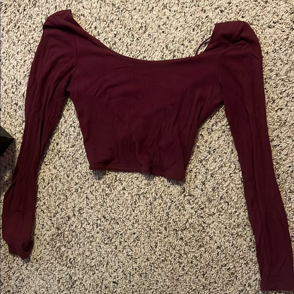 Garage Red Crop Fitted Blouse Bodysuit